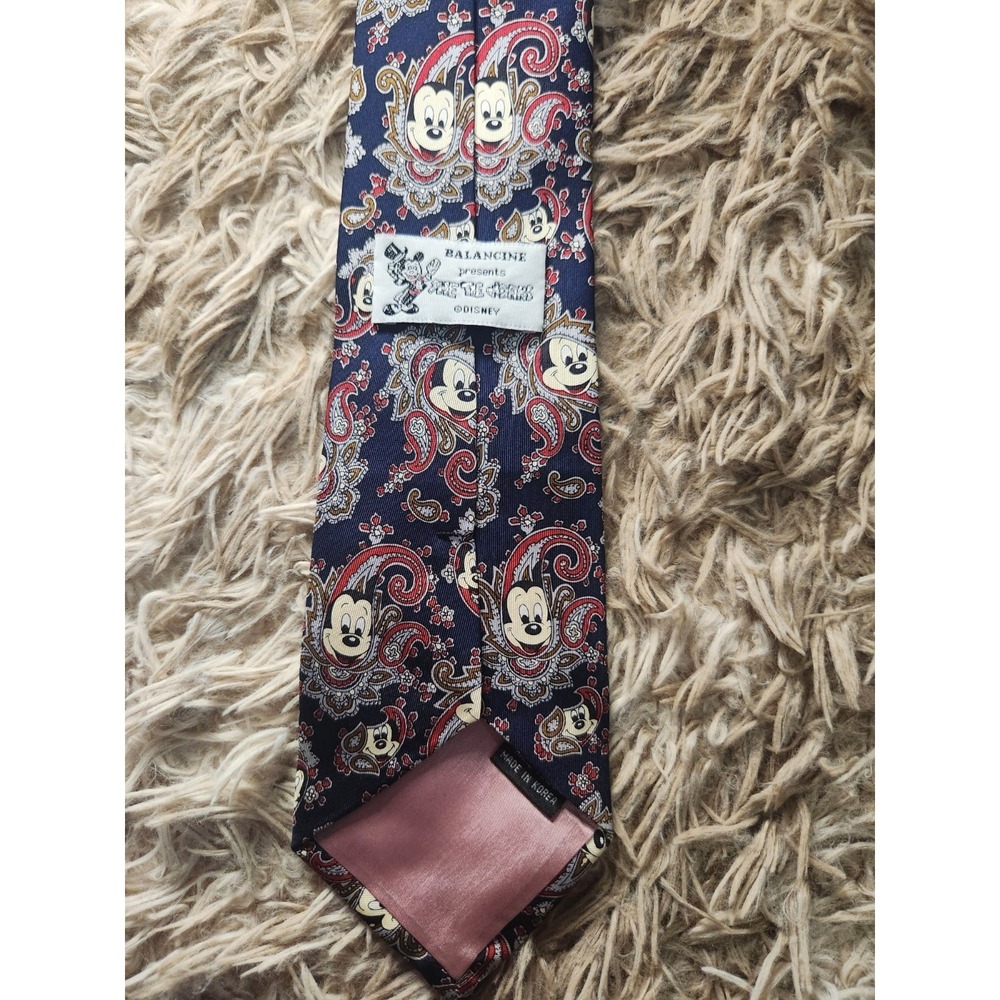 Vintage Disney Mickey Balancine Tie 100% Silk Made In Korea - Picture 3 of 6
